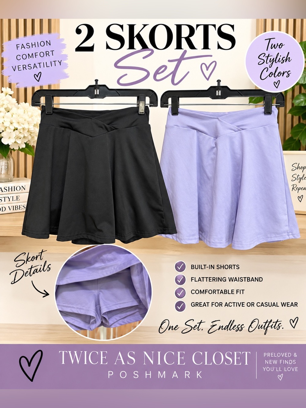 SHEIN Black V-Front Flared Skort